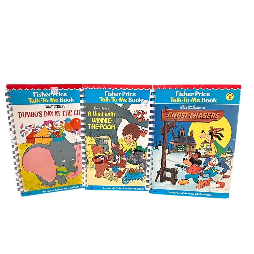 Vintage Fisher Price Talk-To-Me Books Disney Pooh Dumbo Ghost Chasers Lot of 3